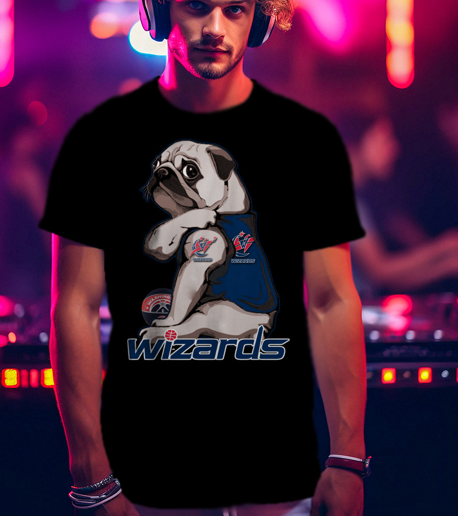 Pug With Washington Wizards Logos And Vest T-Shirt