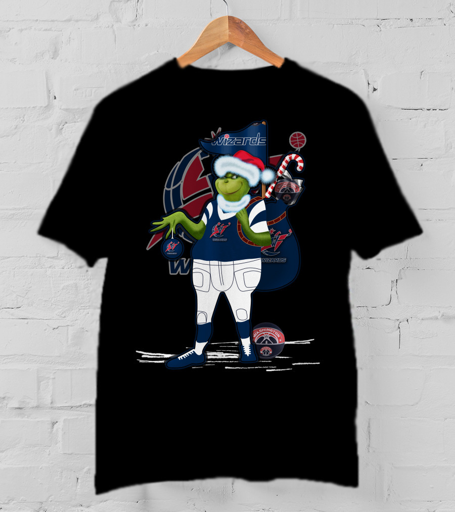Grinchxmas Washington Wizards Santa Hat Basketball T-Shirt