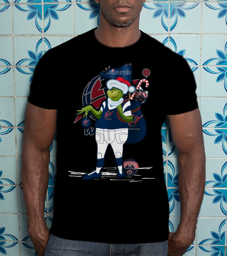 Grinchxmas Washington Wizards Santa Hat Basketball T-Shirt