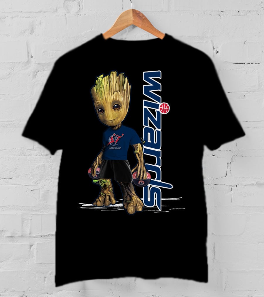 Groot Wearing Washington Wizards Jersey With Basketball Sneakers T-Shirt