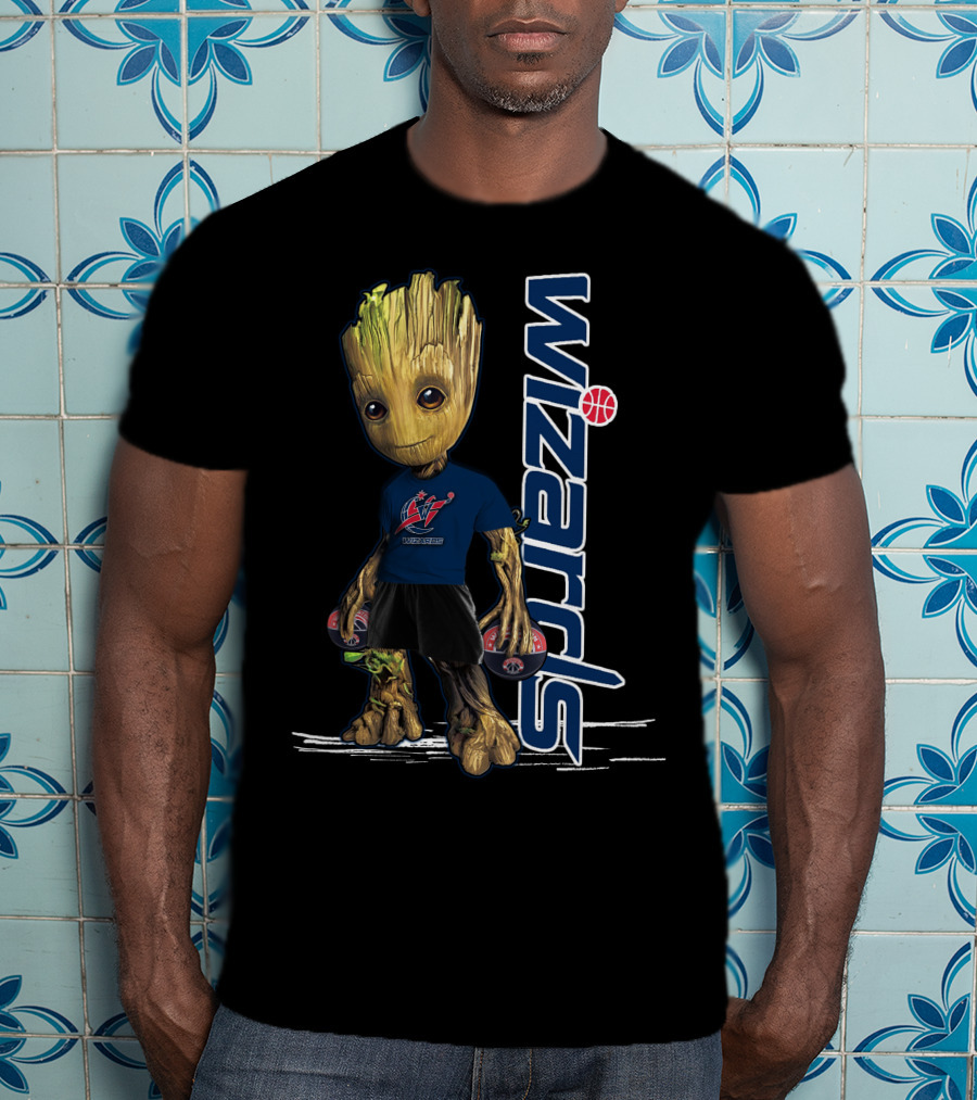 Groot Wearing Washington Wizards Jersey With Basketball Sneakers T-Shirt