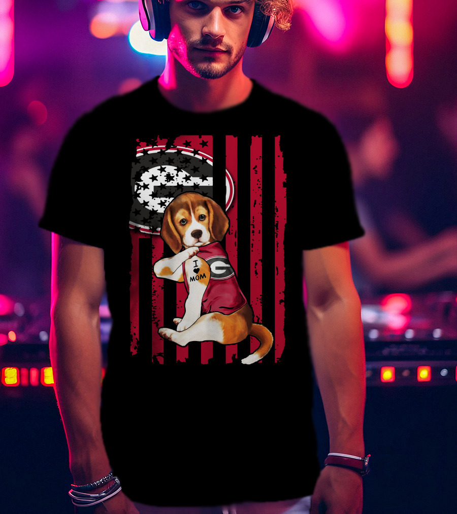 Beagle I Love Mom Georgia Bulldogs T-Shirt