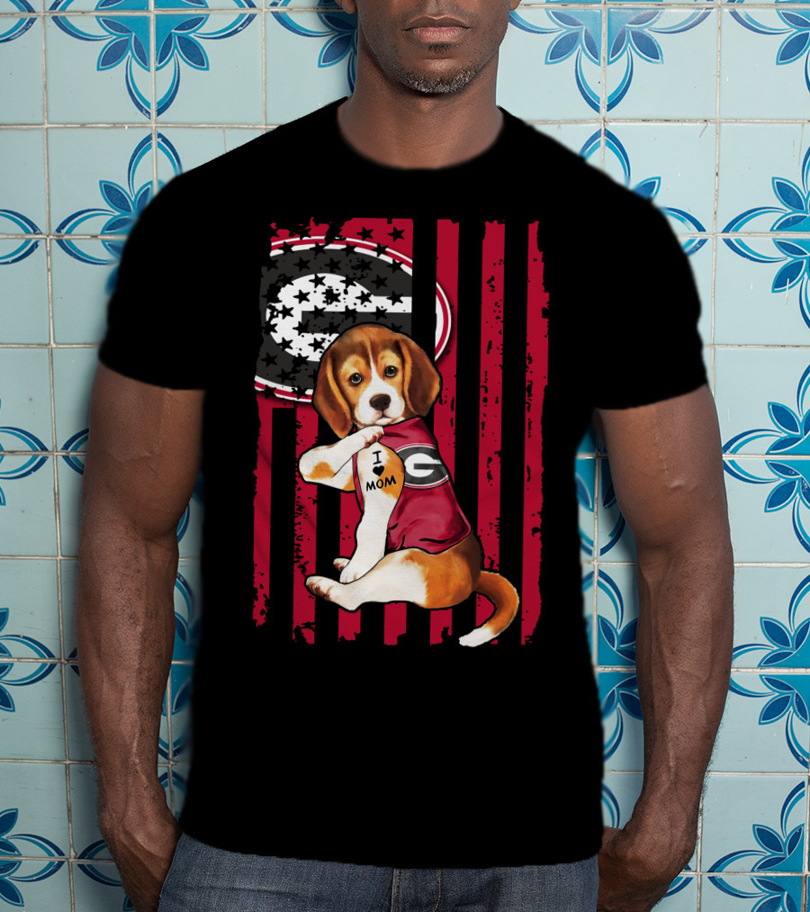 Beagle I Love Mom Georgia Bulldogs T-Shirt