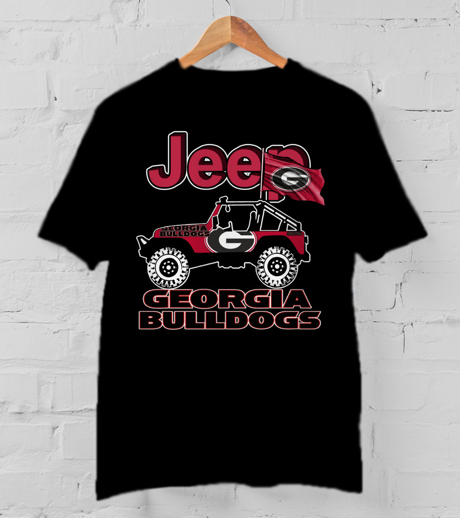 Jeep Georgia Bulldogs Georgia Bulldogs Flag Jeep T-Shirt
