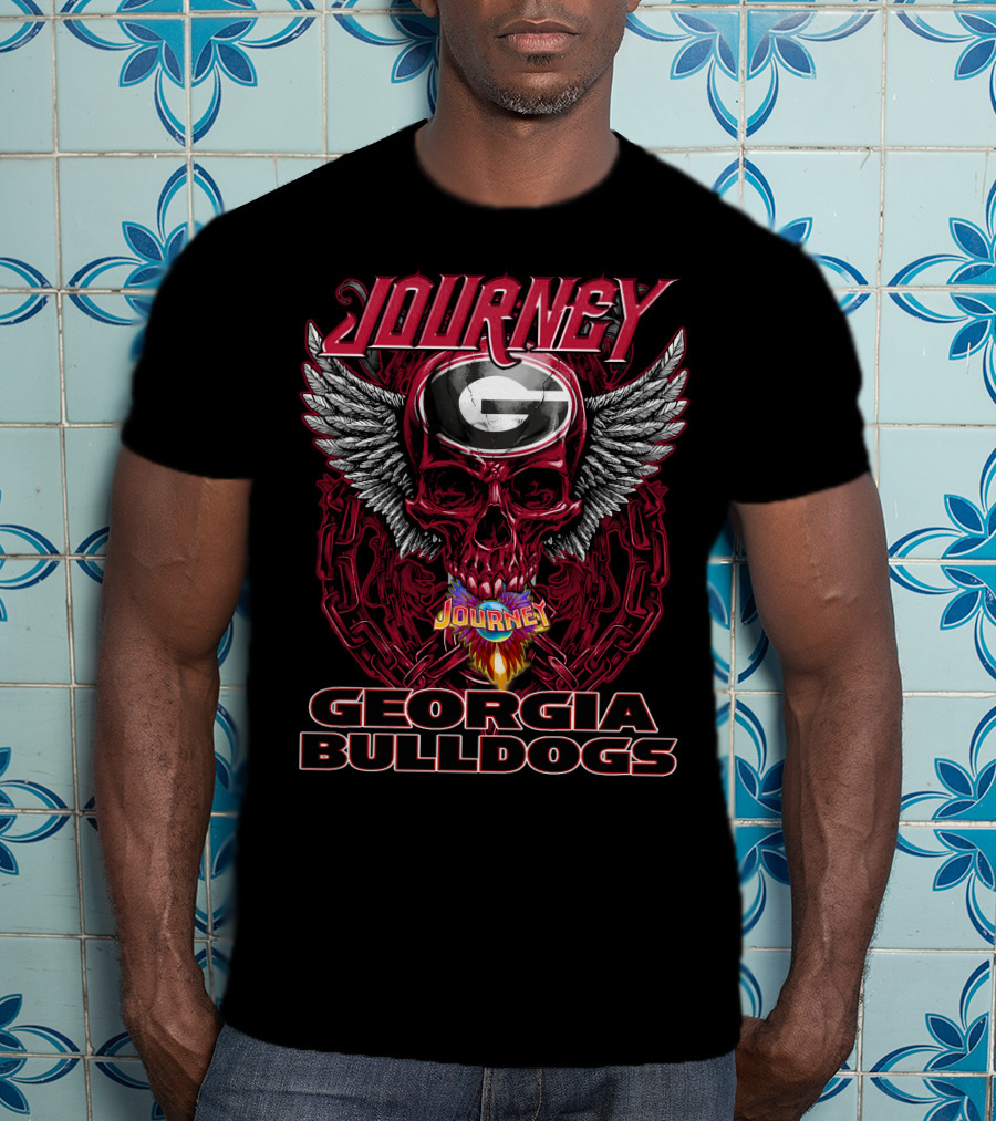Journey Georgia Bulldogs Skull Wings T-Shirt