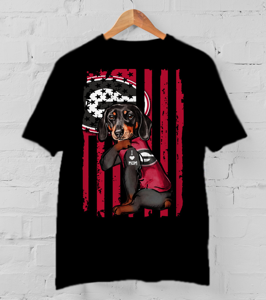 Dachshund Georgia Bulldogs I Love Mom T-Shirt