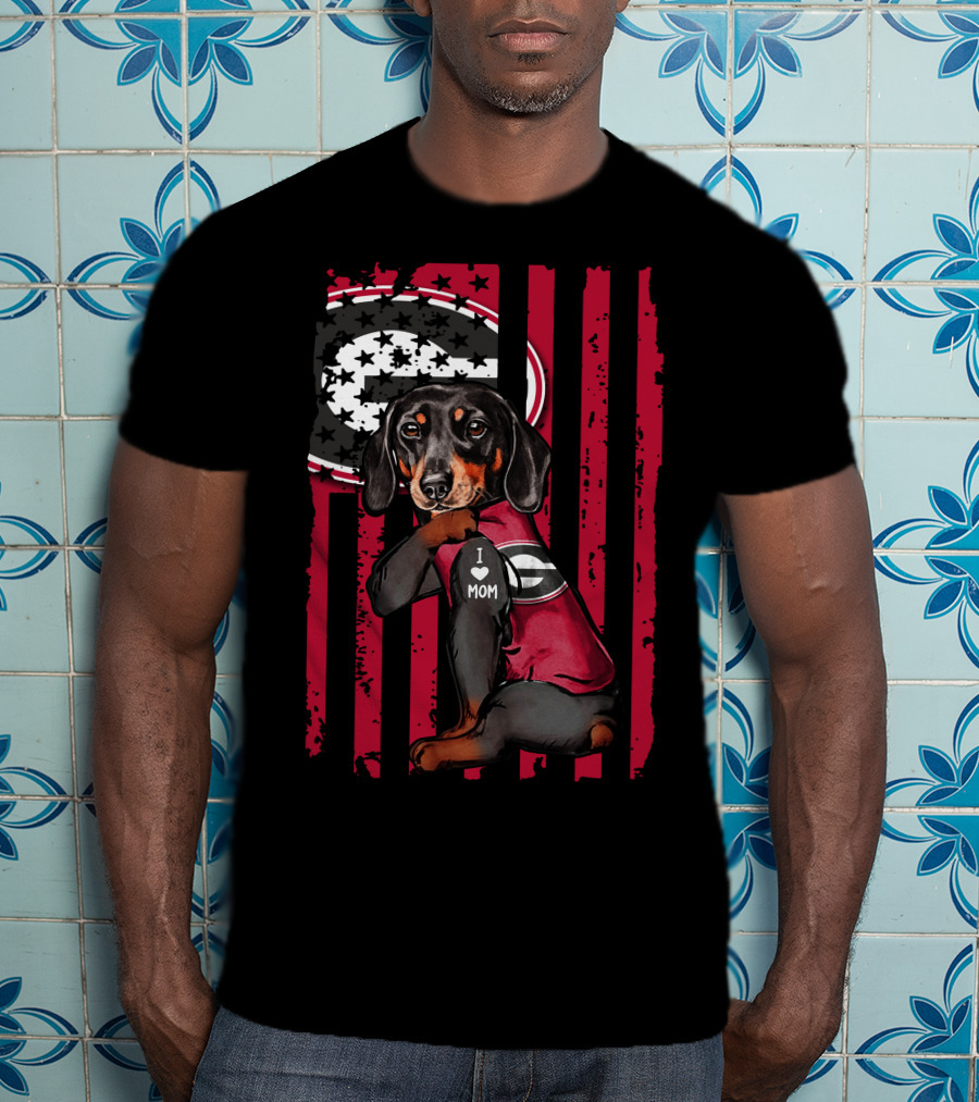 Dachshund Georgia Bulldogs I Love Mom T-Shirt