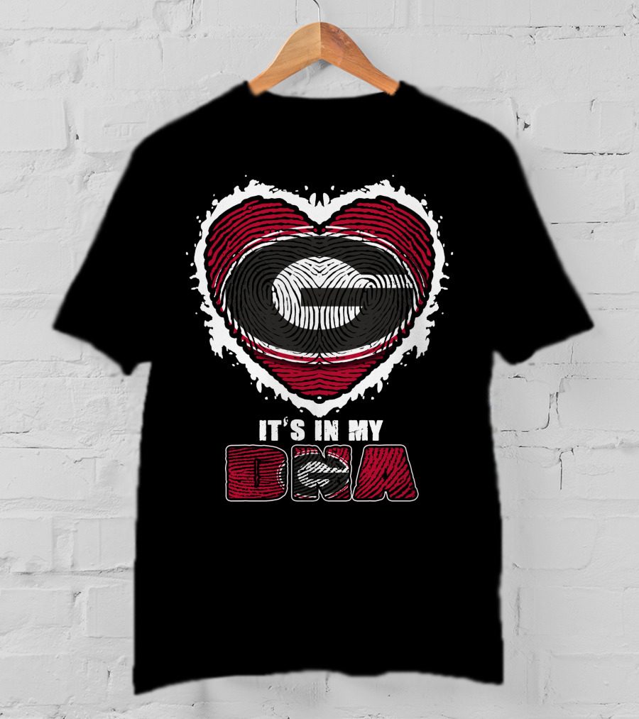 It's In My DNA Georgia Bulldogs Heart Fingerprint T-Shirt