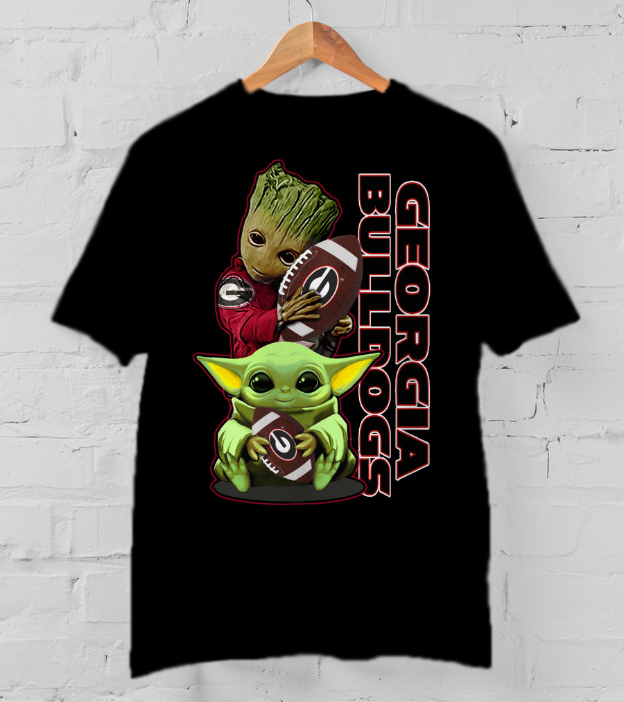 Grzd Georgia Bulldogs Star Wars And Groot Football Crossover T-Shirt