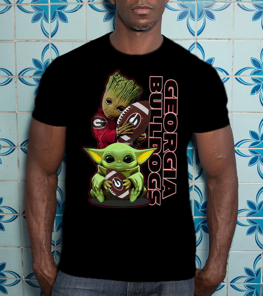 Grzd Georgia Bulldogs Star Wars And Groot Football Crossover T-Shirt