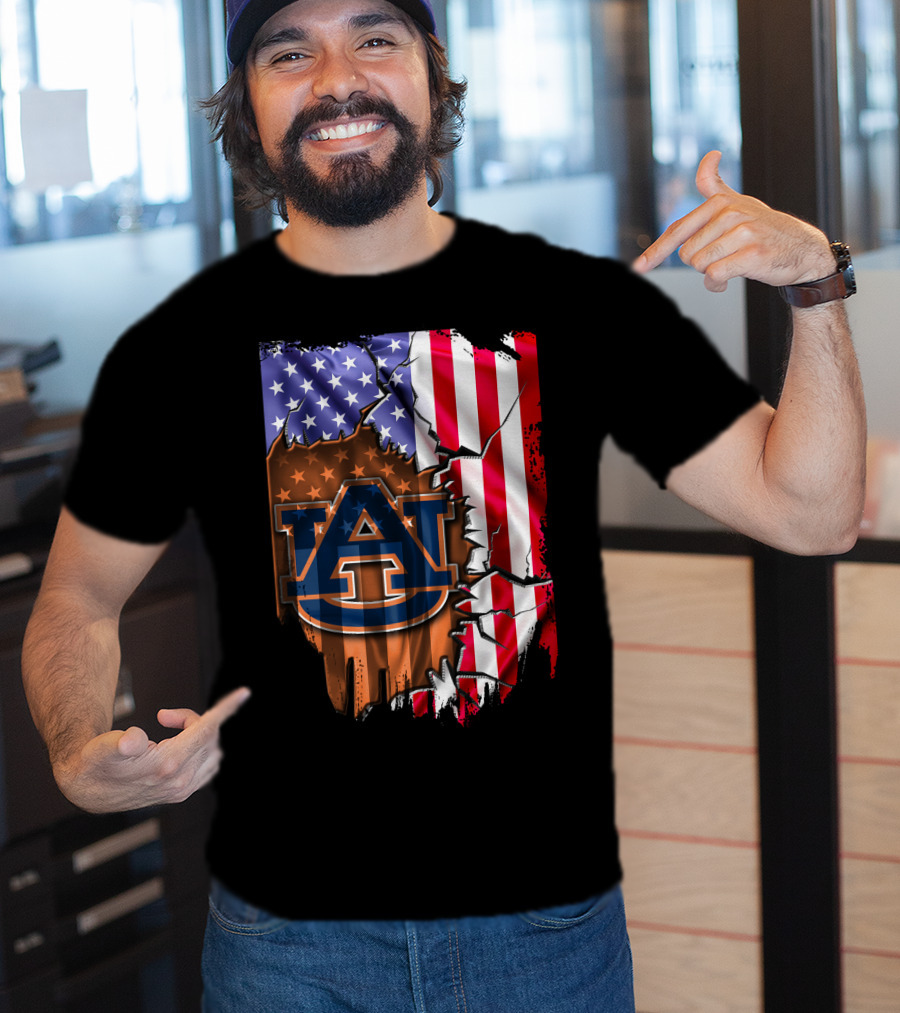 Auburn Tigers American Flag Rip T-Shirt