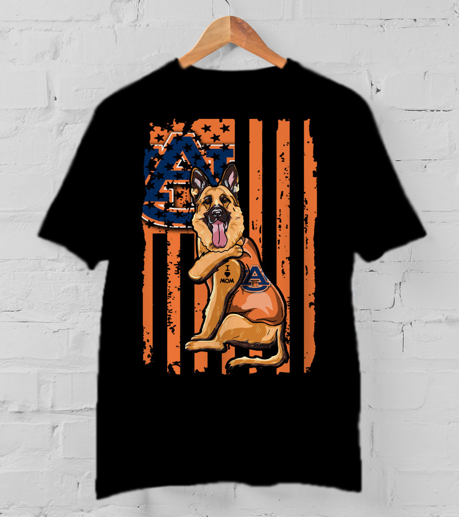 German Shepherd I Love Mom Auburn Tigers T-Shirt