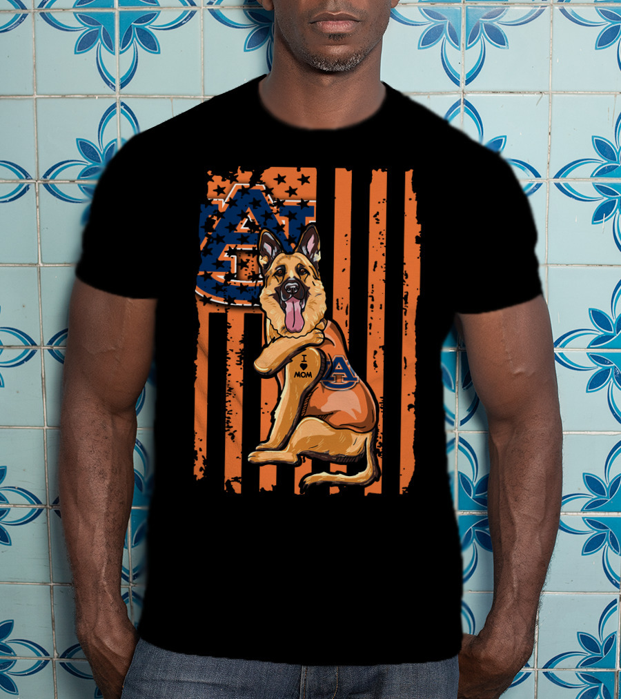 German Shepherd I Love Mom Auburn Tigers T-Shirt