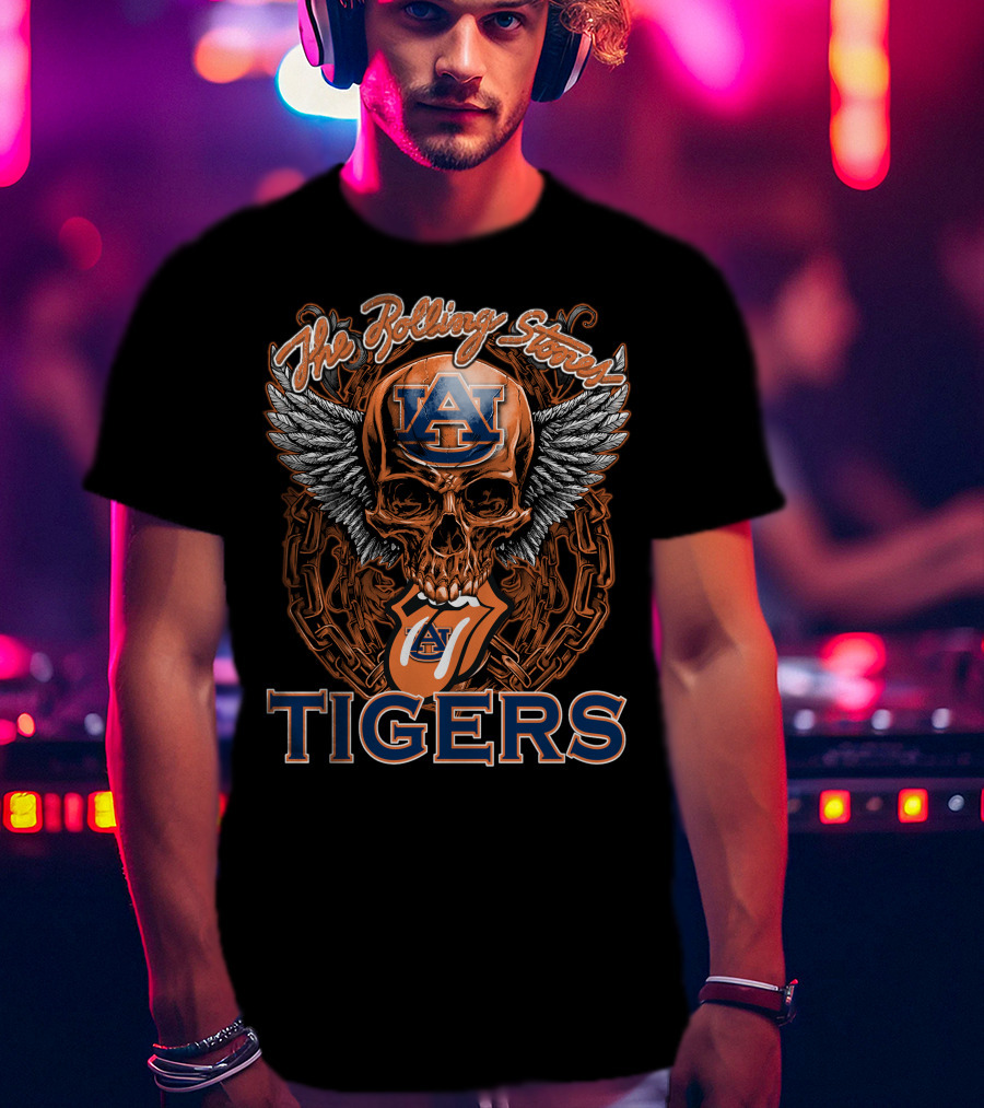 The Rolling Stones Auburn Tigers Skull Winged T-Shirt