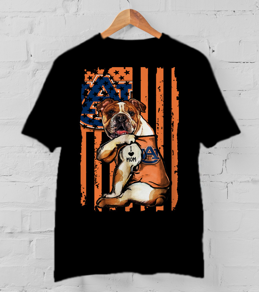 Bulldog Auburn Tigers I Love Mom T-Shirt