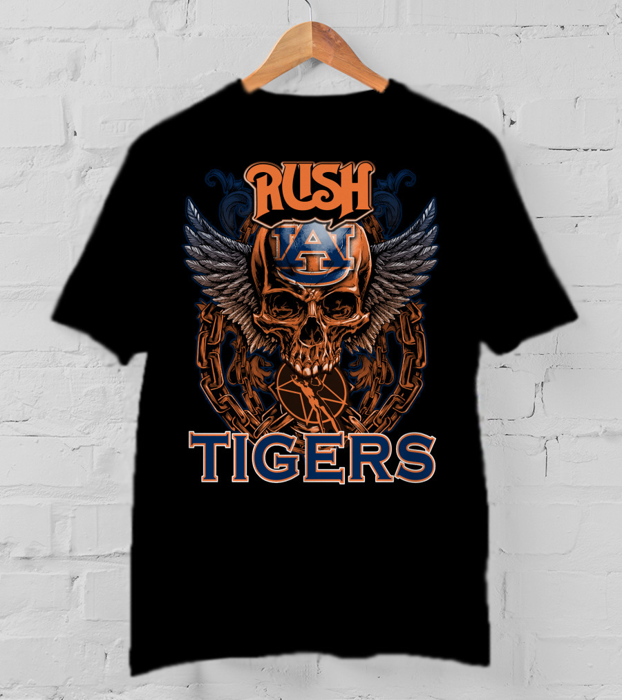 Rush Auburn Tigers Skull Wings T-Shirt