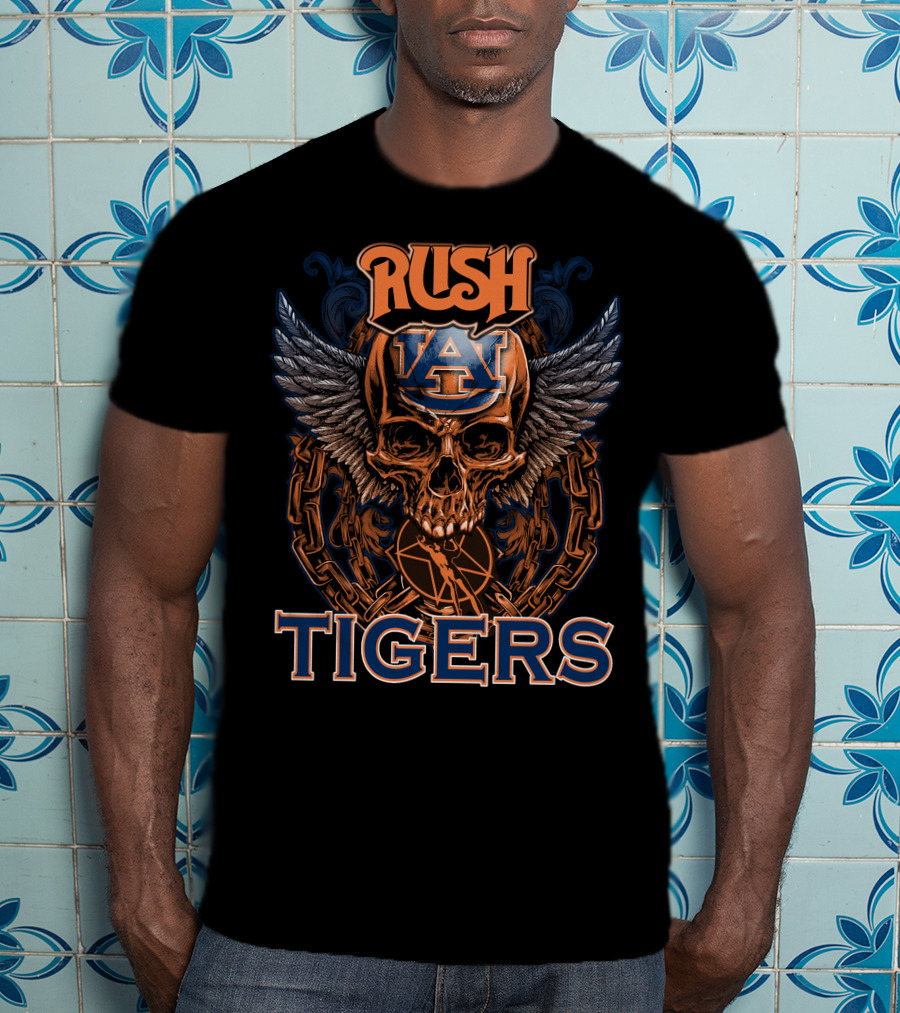 Rush Auburn Tigers Skull Wings T-Shirt