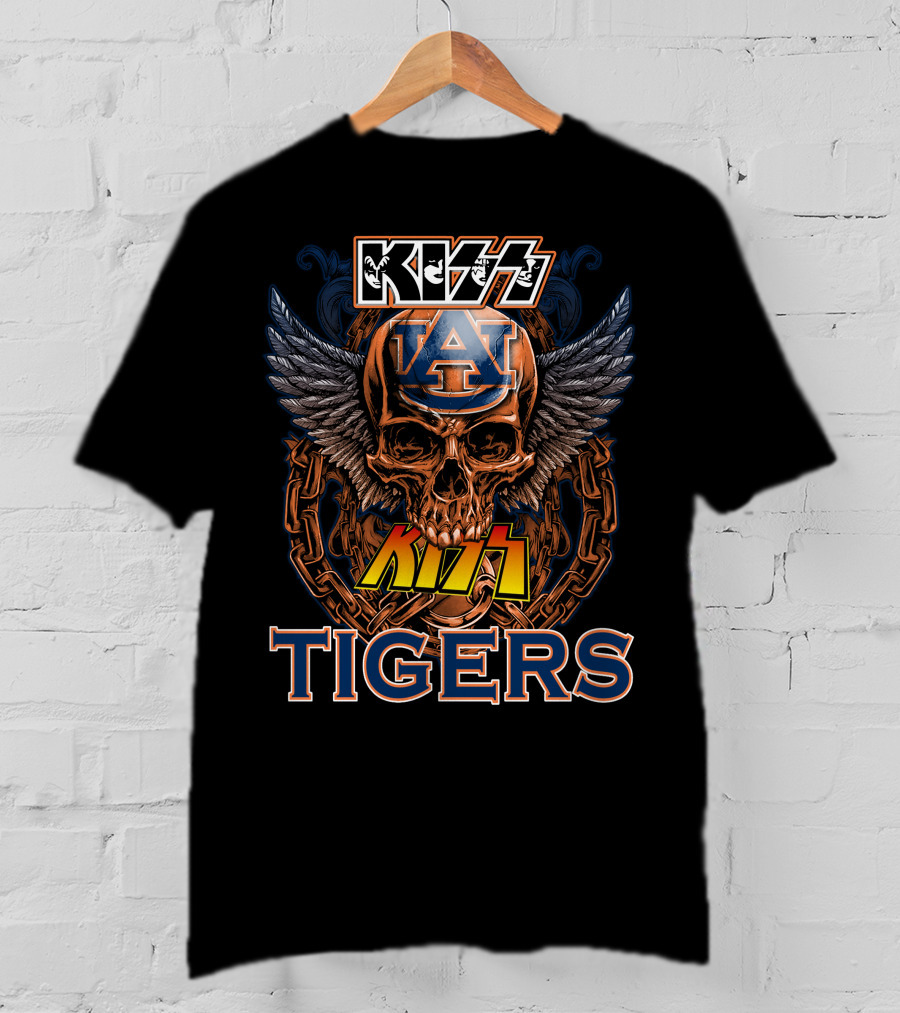 Kiss Auburn Tigers Skull Wings T-Shirt