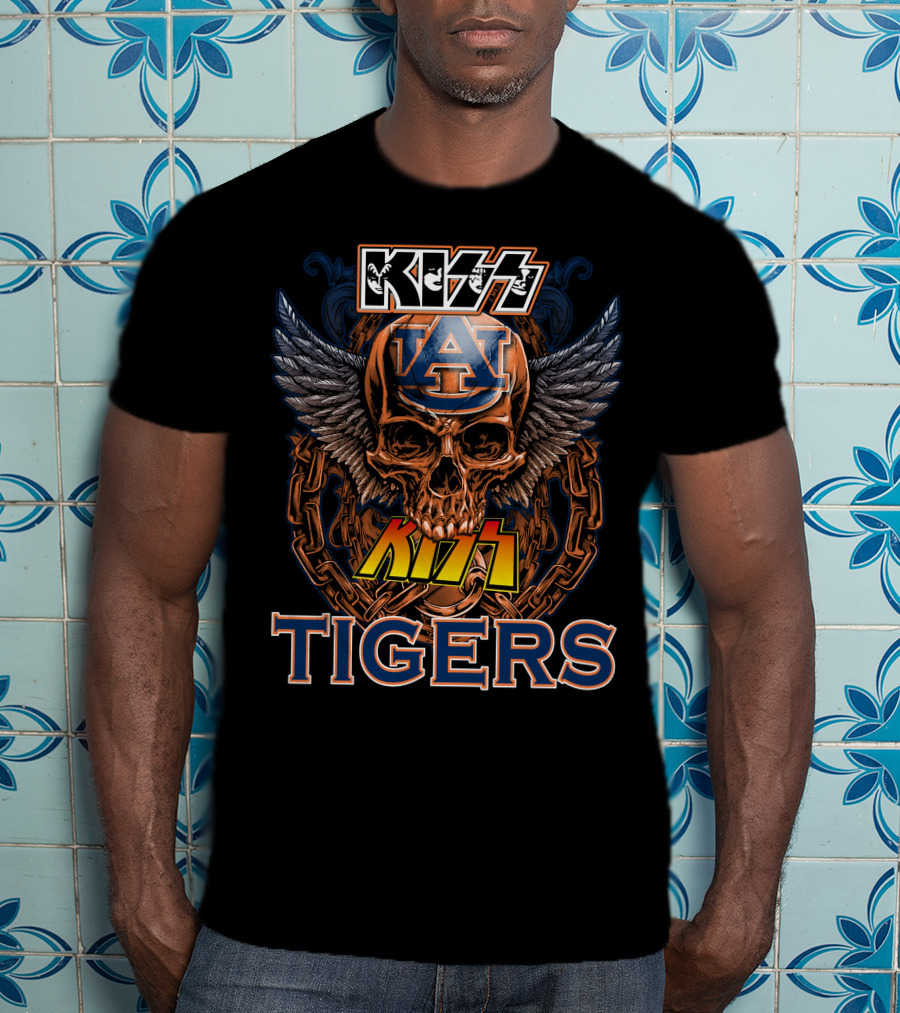 Kiss Auburn Tigers Skull Wings T-Shirt