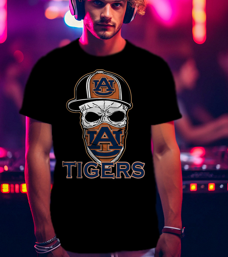 Auburn Tigers Skull Hat T-Shirt
