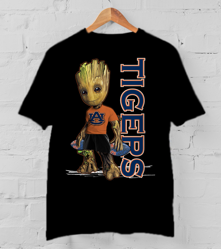 Groot Auburn Tigers University Sports Fan Character T-Shirt
