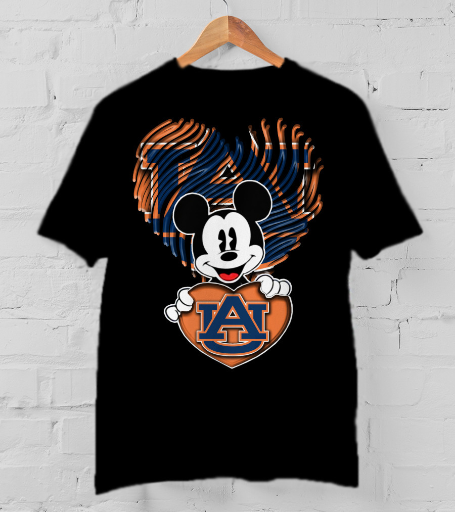 Mickey Mouse Auburn Tigers Heart With Auburn University T-Shirt