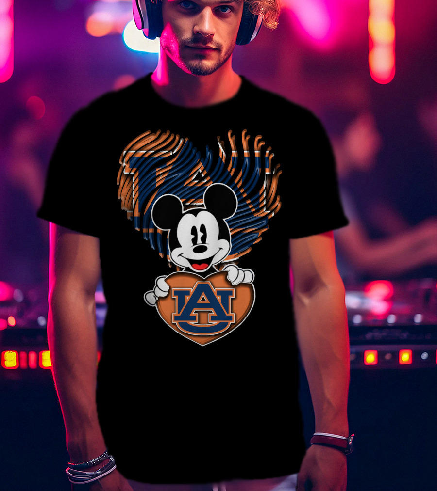 Mickey Mouse Auburn Tigers Heart With Auburn University T-Shirt