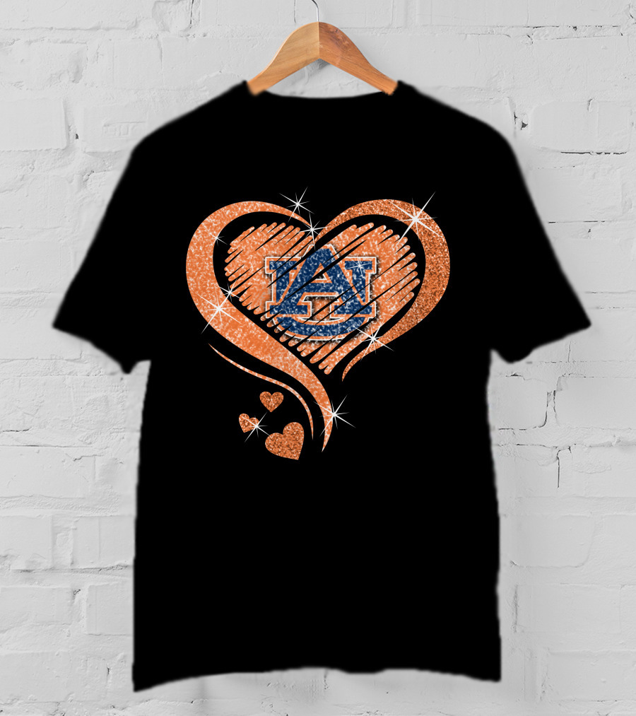 Auburn Tigers Glitter Heart T-Shirt