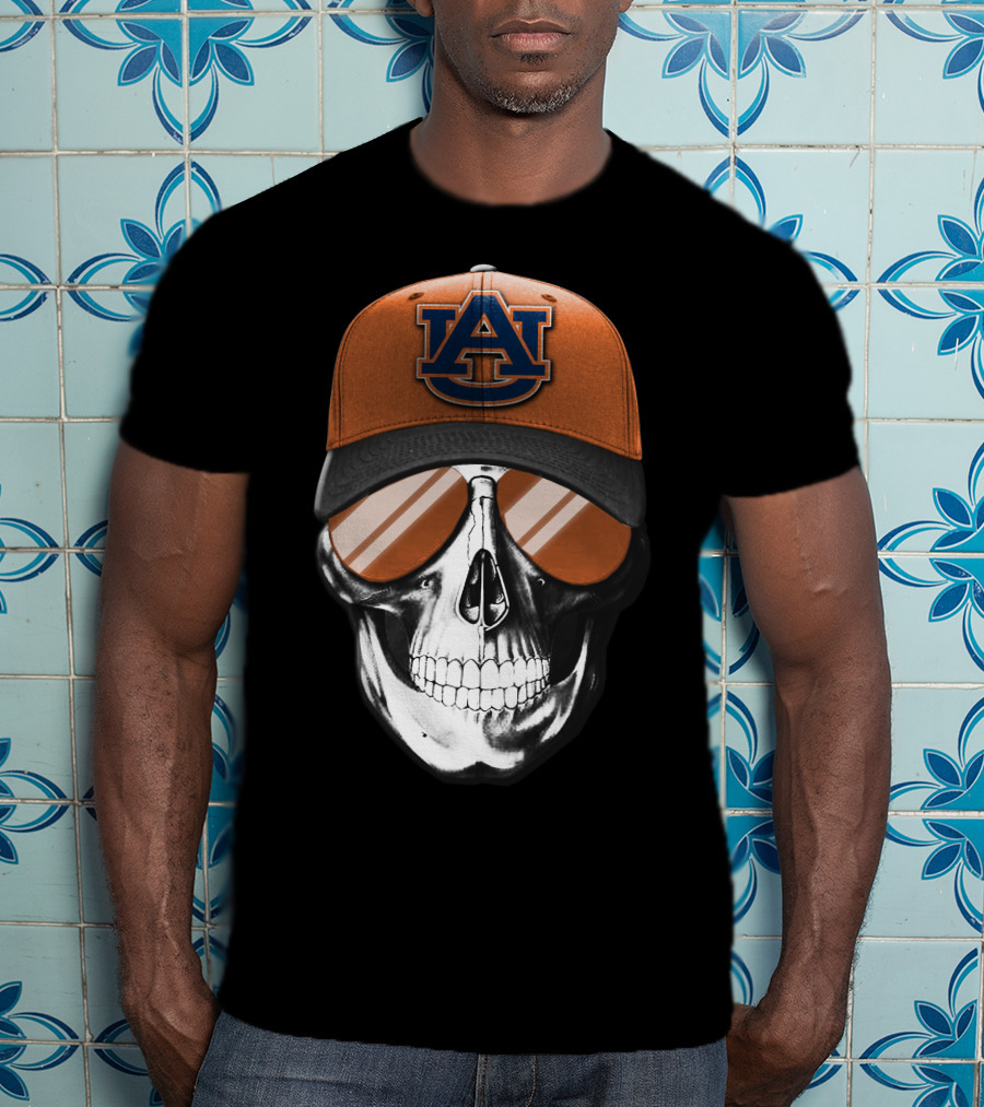 Auburn Tigers Skull With Cap And Sunglasses T-Shirt