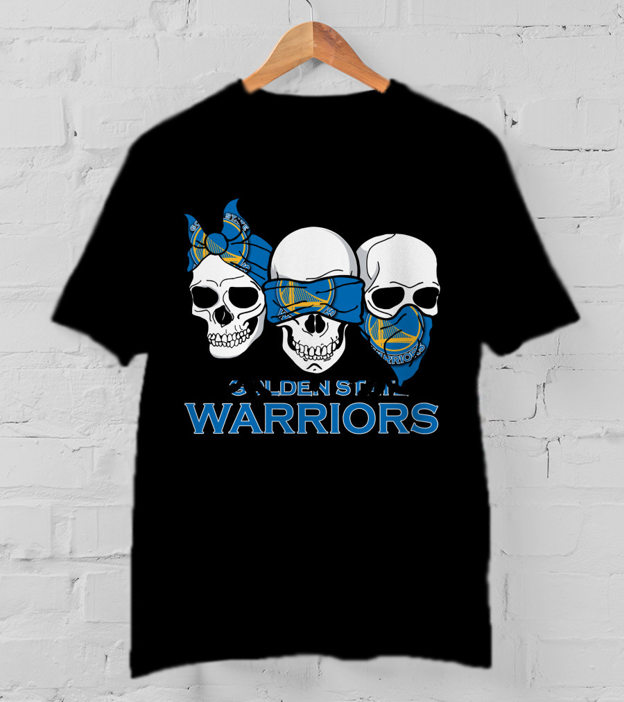 3 Skull Golden State Warriors Bandana T-Shirt