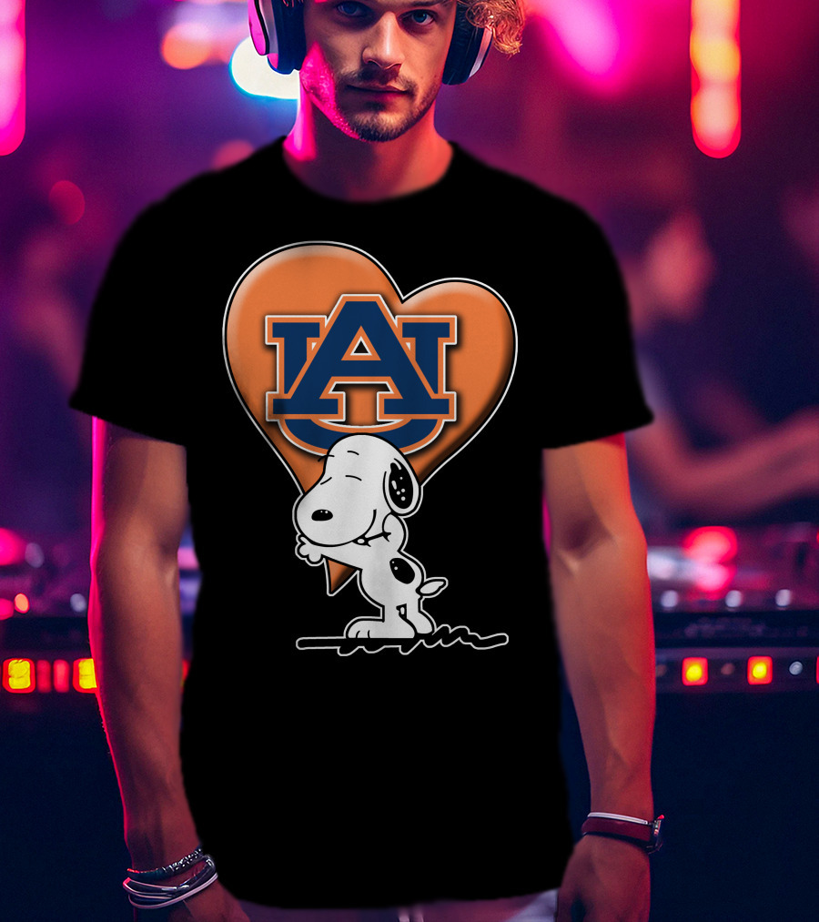 Snoopy Auburn Tigers Heart Fan T-Shirt