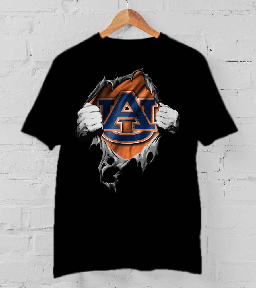 Torn Auburn Tigers Au Logo With Ripped Hands Reveal T-Shirt