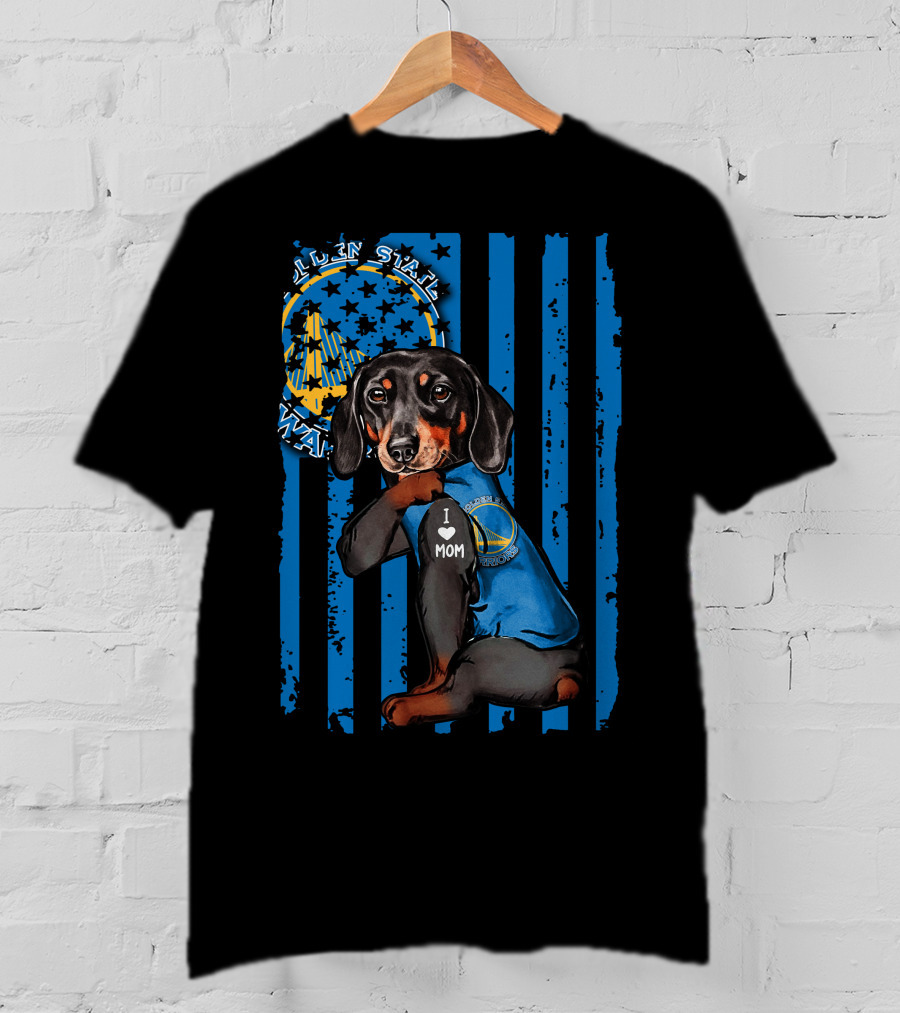 Golden State Warriors Dachshund I Love Mom T-Shirt