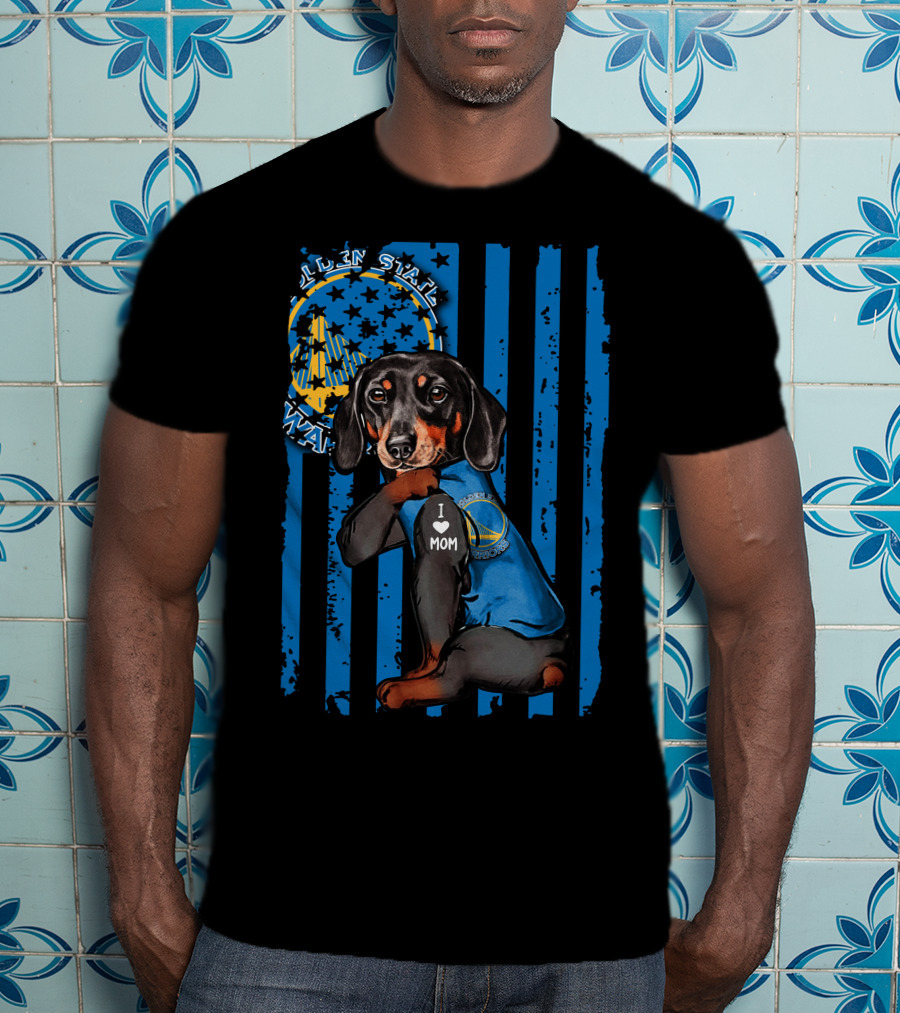 Golden State Warriors Dachshund I Love Mom T-Shirt