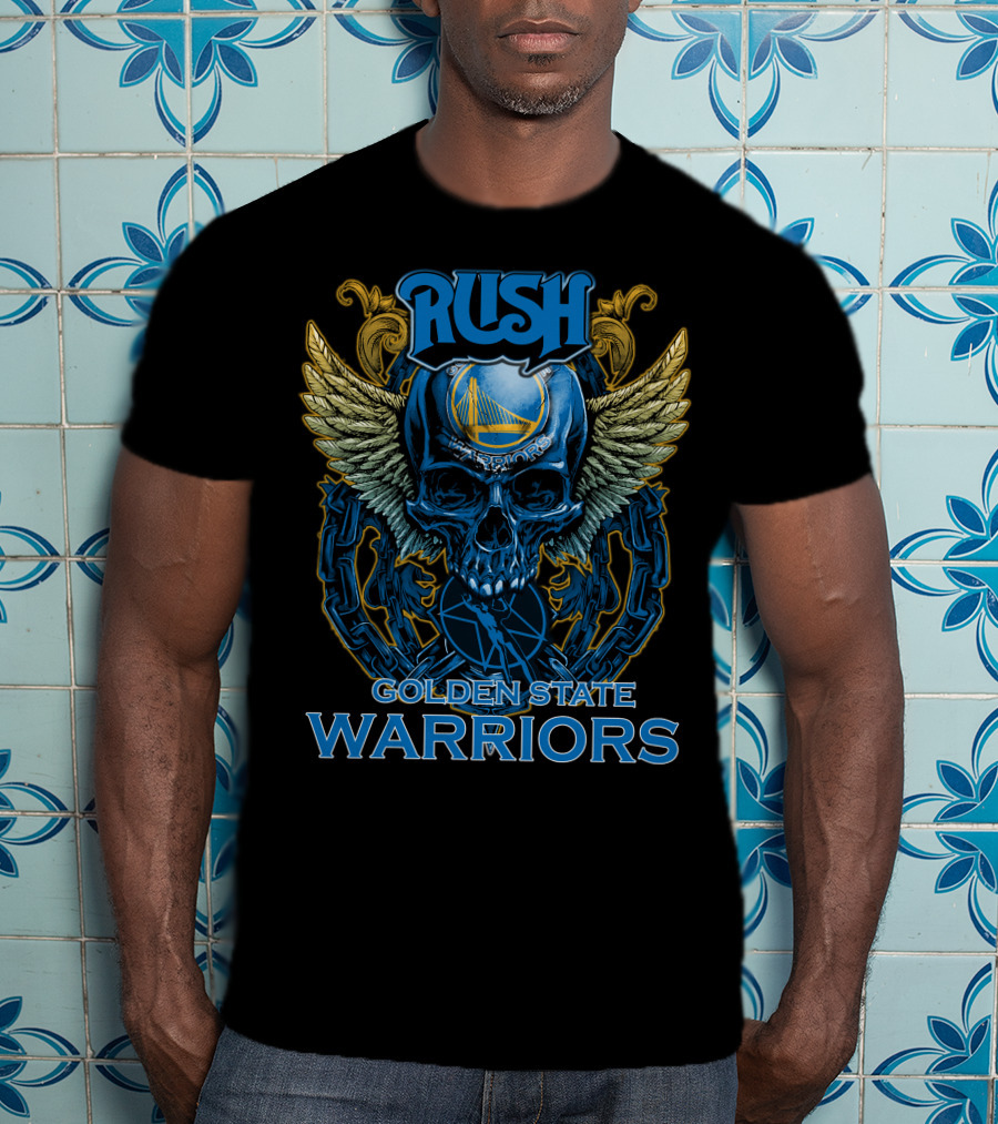 Rush Golden State Warriors Skull Wings Shield T-Shirt