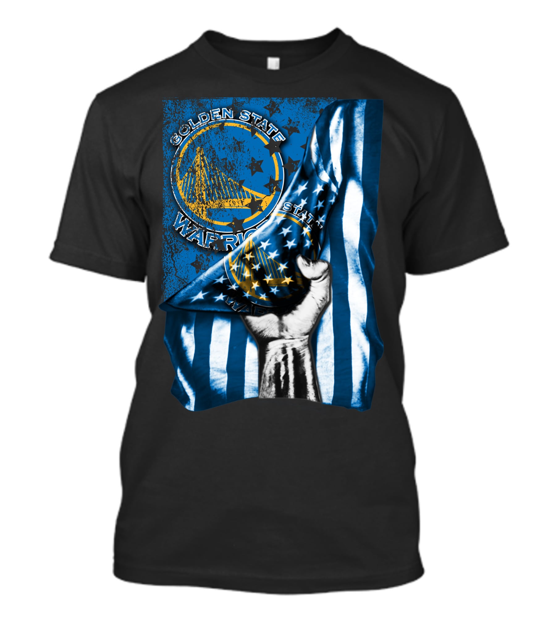 Golden State Warriors Flag Hand Holding Blue And Gold Stars Stripes T-Shirt