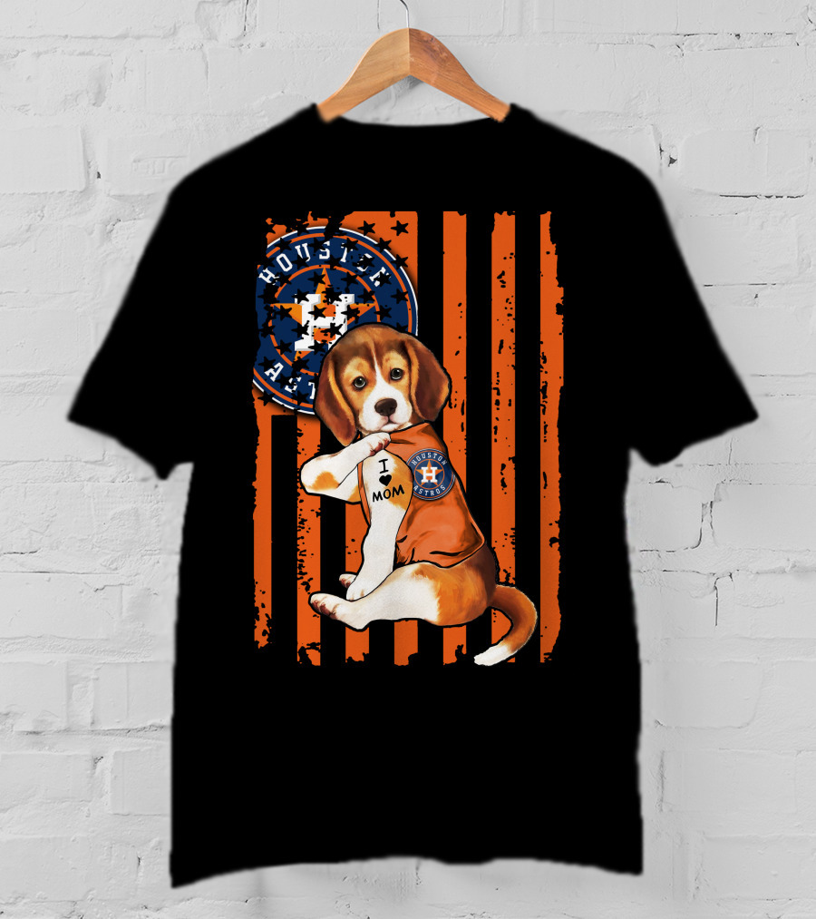 Houston Astros Beagle I Love Mom T-Shirt