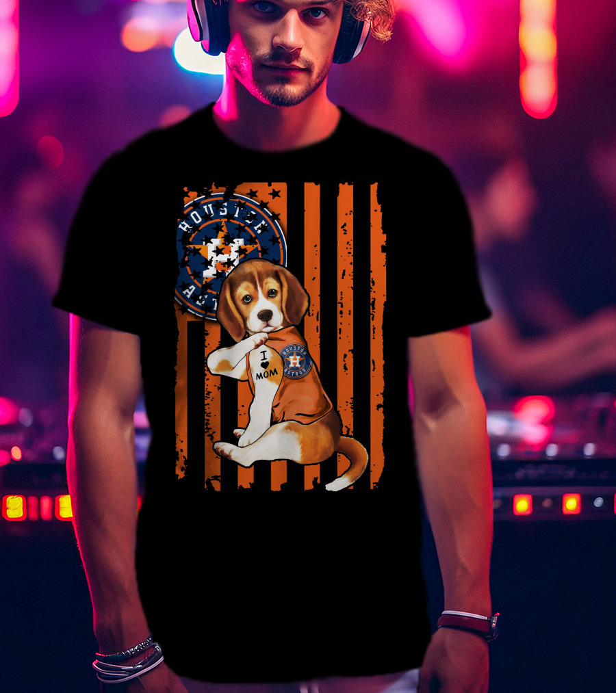 Houston Astros Beagle I Love Mom T-Shirt