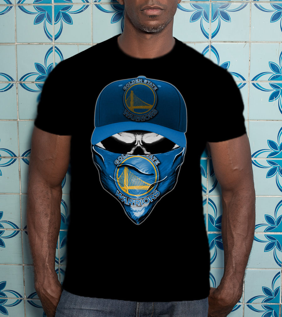 Golden State Warriors Skull Cap And Bandana T-Shirt