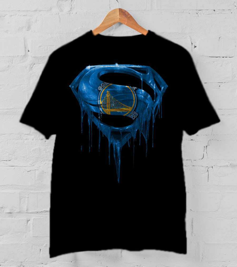 Golden State Warriors Superman Logo Dripping Effect T-Shirt