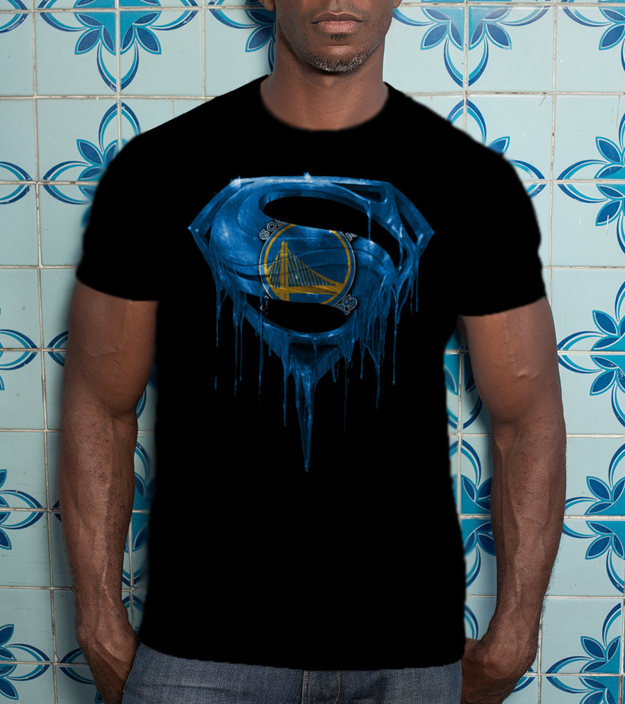 Golden State Warriors Superman Logo Dripping Effect T-Shirt