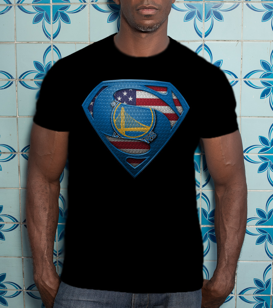 Golden State Warriors American Flag Superman T-Shirt