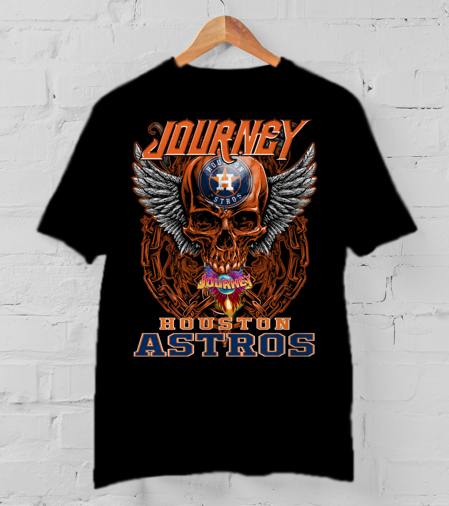Journey Houston Astros Skull Wings Chain Fire T-Shirt
