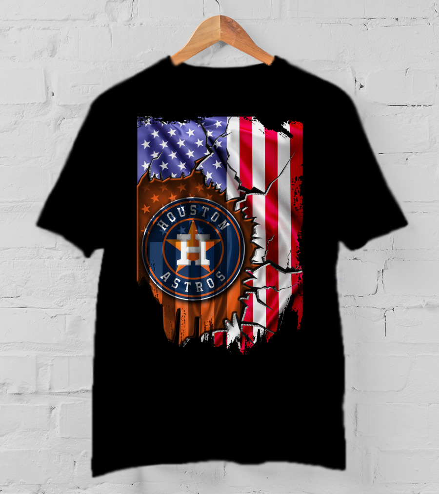 Houston Astros American Flag Tear T-Shirt