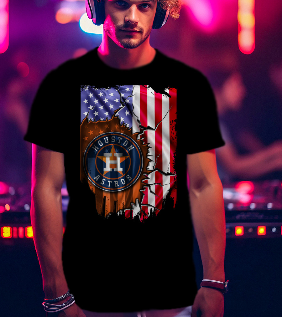 Houston Astros American Flag Tear T-Shirt