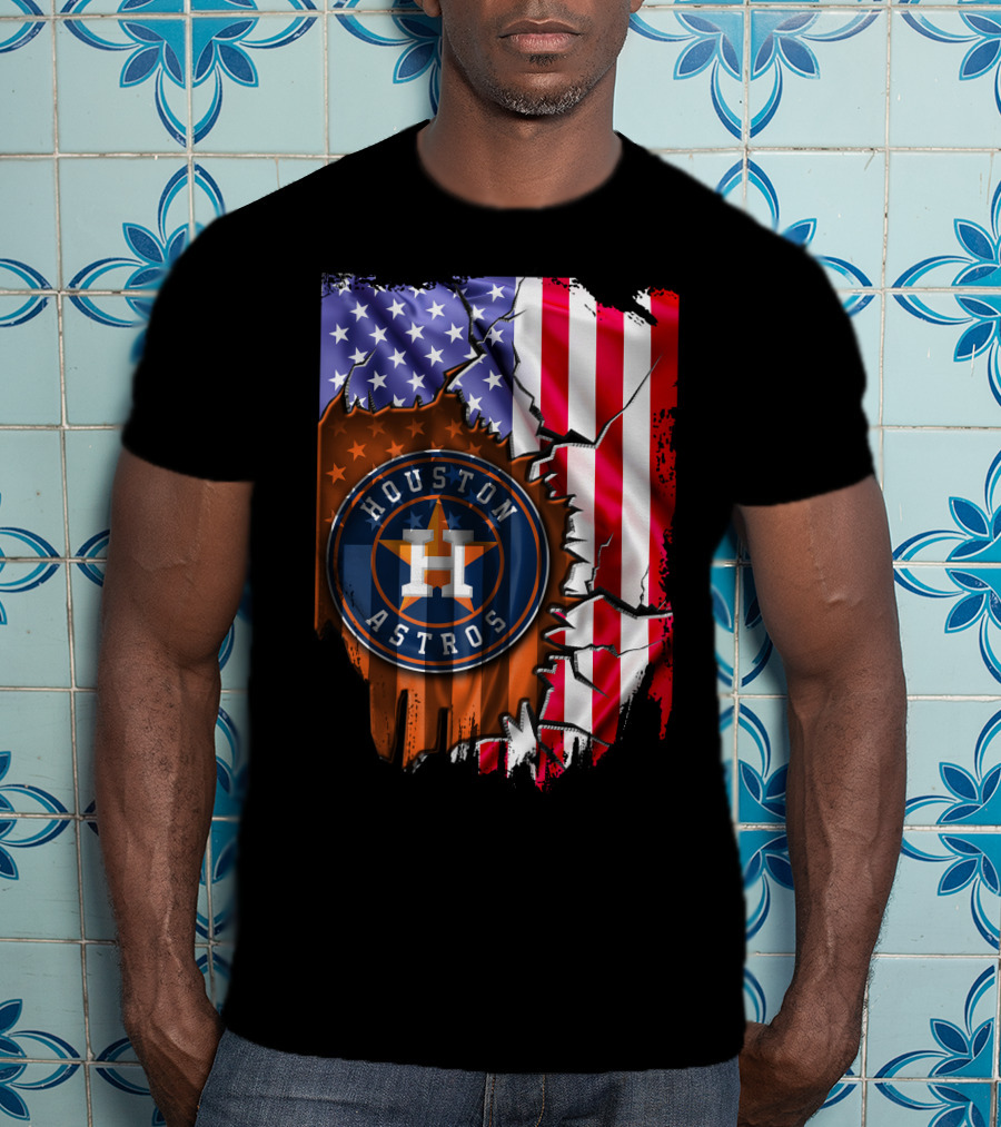Houston Astros American Flag Tear T-Shirt