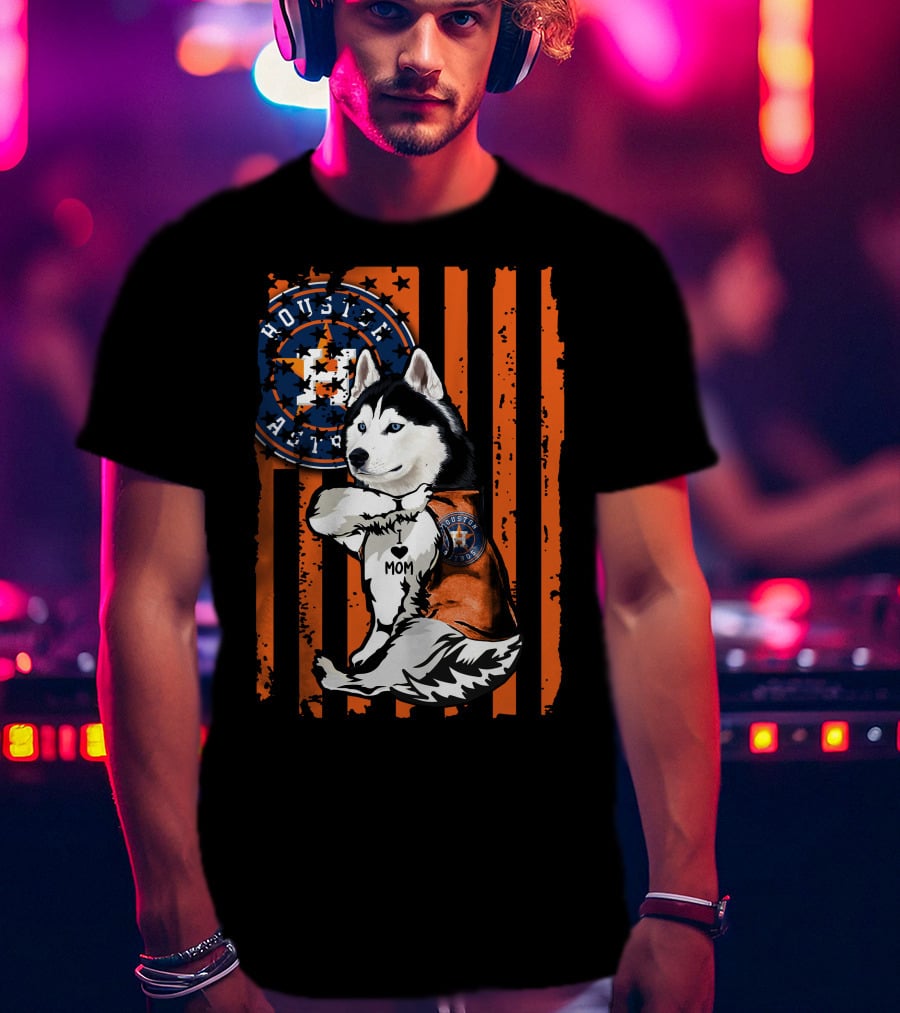 Siberian Husky Houston Astros Mom Flag T-Shirt