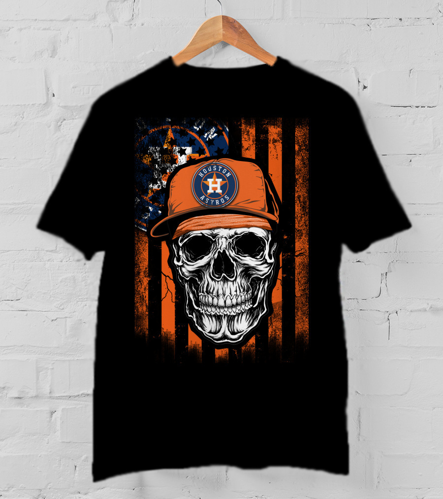 Houston Astros Skull Cap And Stripes T-Shirt