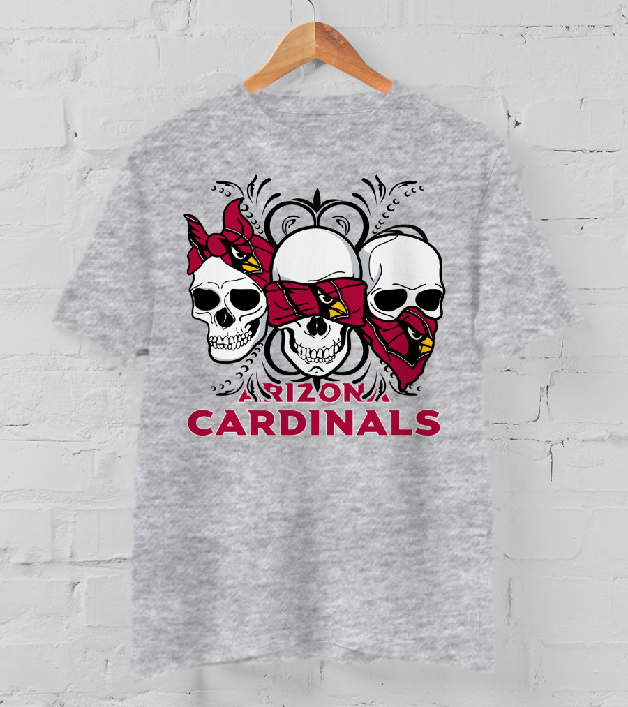 Arizona Cardinals Three Skulls Bandana T-Shirt