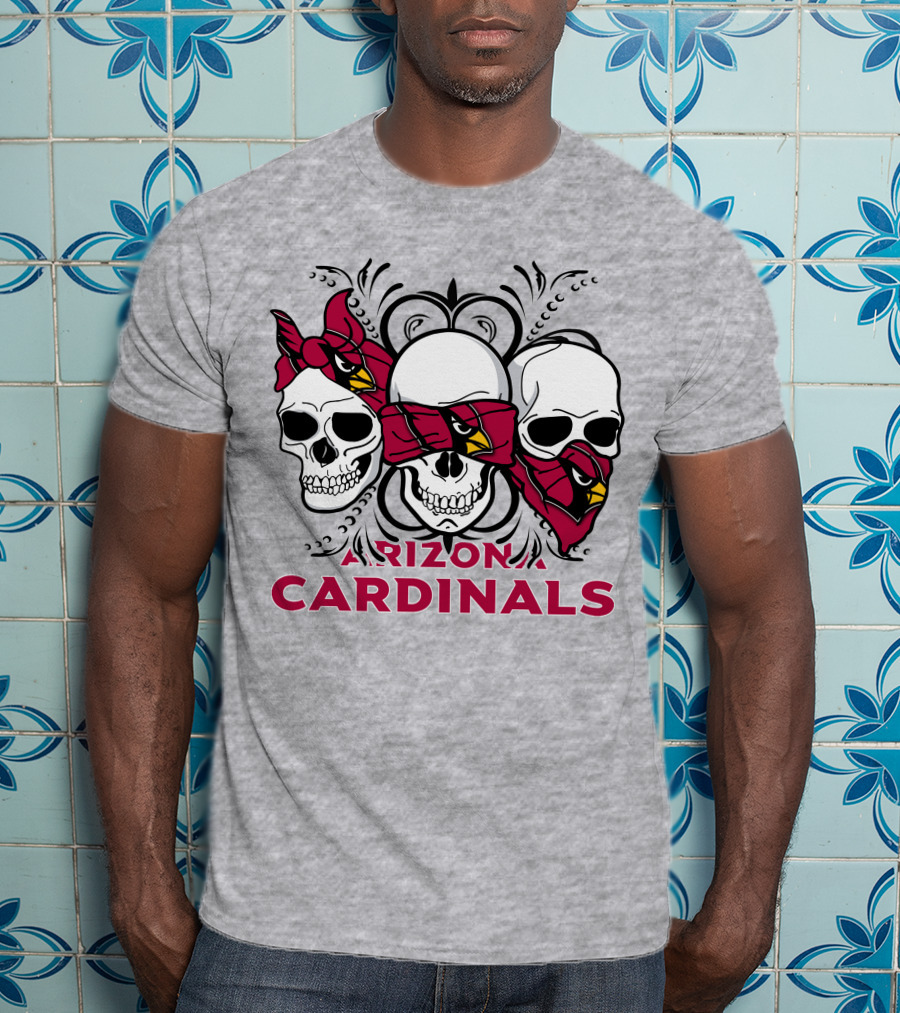 Arizona Cardinals Three Skulls Bandana T-Shirt